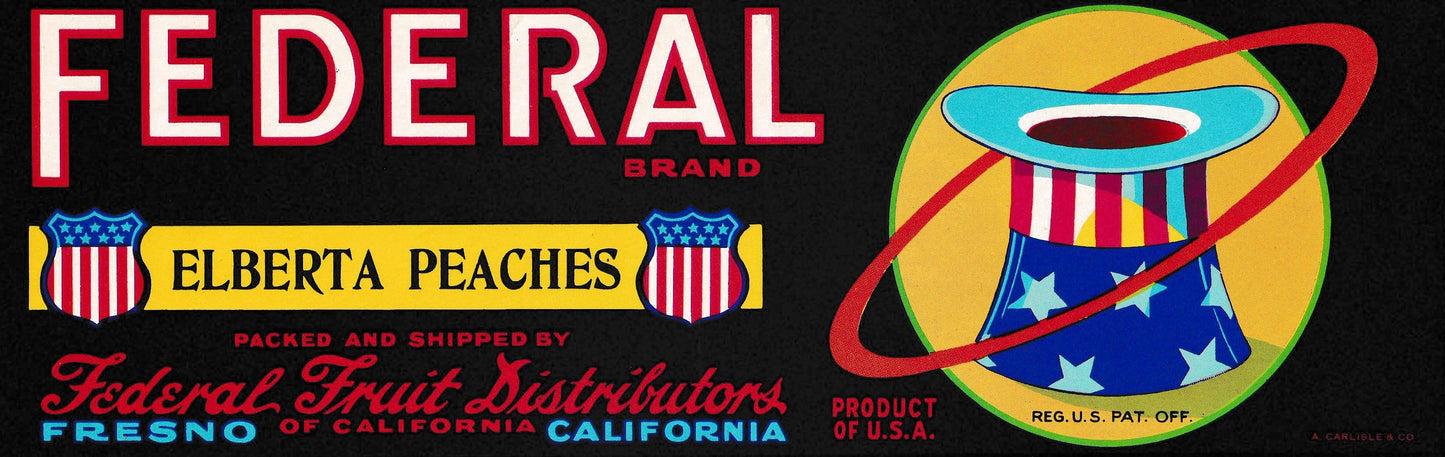 Federal B. Elberta Peaches Crate Label
